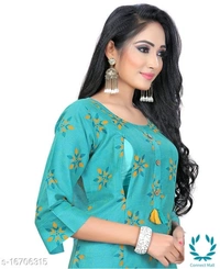 Women Cotton Maternity Applique Light Blue - L (Bust Size: 40 in, Size Length: 44 in) , Light Blue, Cotton, Applique, Single